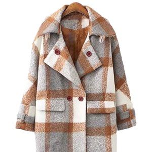‘Kai’ Plaid Double Breasted Coat